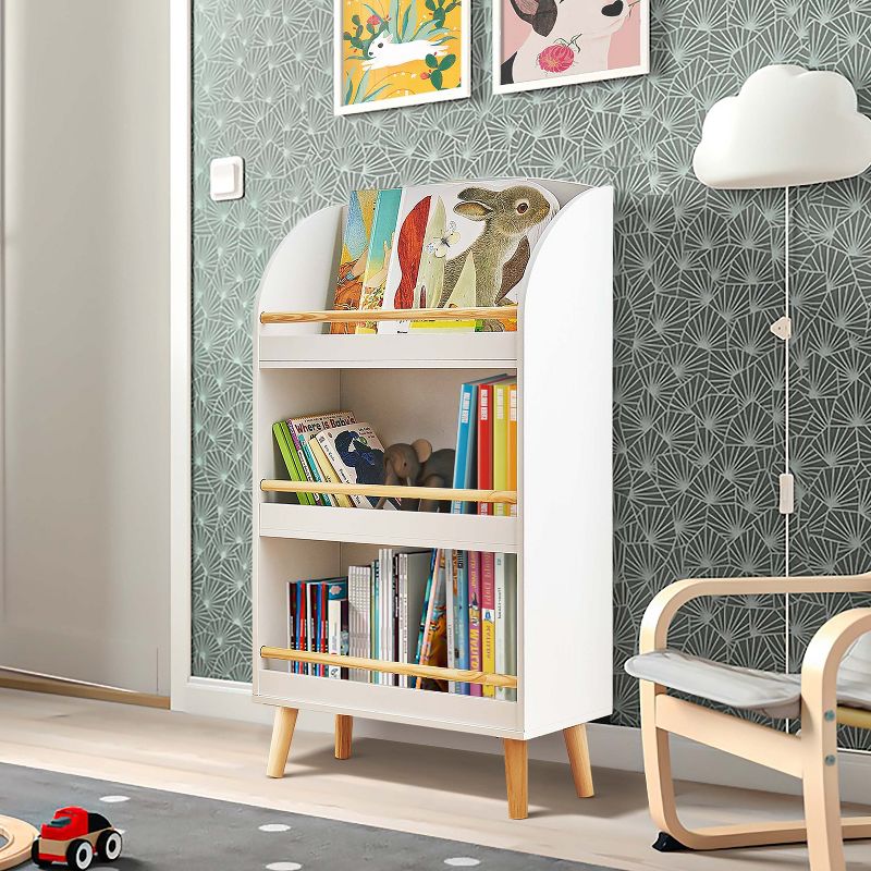 LuxenHome Kids Multi-Functional 3-Shelf Bookcase Toy Storage Bin, White, 3 of 5