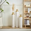 Gilded White Metal Vase Trio Set, 3D Floral Relief Cylinder Vases, Mother's Day Gift Home Décor Centerpiece - 4 of 4