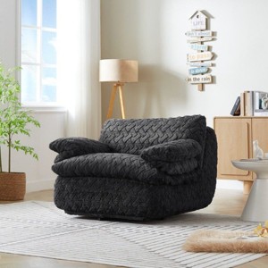 Corduroy Swivel Chair with Memory Foam for Living Room, Oversized Lounge Chair for Reading or Gaming, Fabric Floor Swivel Chair-Koiai - 1 of 4
