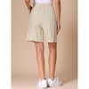 INSPIRE CHIC Women's Summer Elastic High Waist Linen Wide Leg Pocket Casual Bermuda Shorts - 3 of 4