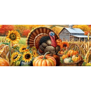 Briarwood Lane Fall Wild Turkey and Pumpkins Mini Mat 22x10 Indoor Outdoor For Fall Doormat - 1 of 2