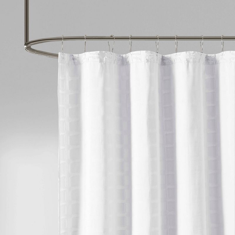 Gridd Woven Clipped Solid Shower Curtain, 2 of 4