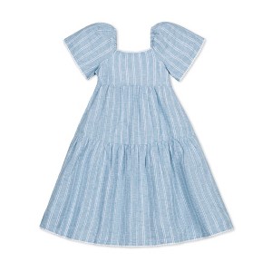 Hope & Henry Girls' Flounce Sleeve Tiered Linen Dress, Toddler - 1 of 4