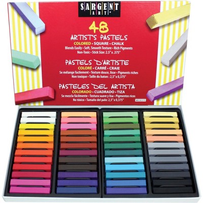 Sargent Art Square Chalk Pastel Set in Tray, 2-14/25 x 2/5 in, Assorted Color, set of 48