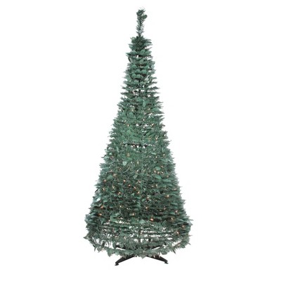 Northlight 6' Prelit Artificial Christmas Tree Slim Holly Leaf Pop-Up - Clear Lights