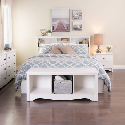 White Composite Wood Full/Queen Headboard with Storage
