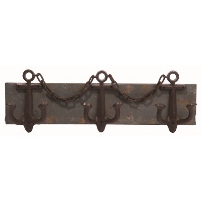 Transpac Wood 25.75 in. Multicolor Spring Anchor Wall Hook