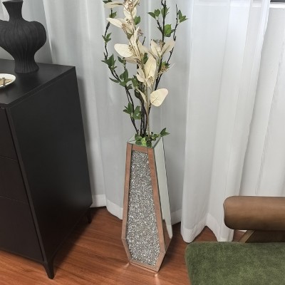 Luxury Crushed Diamond Mirrored Floor Flower Vase