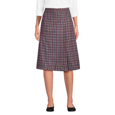 School Uniform Young Women's Plaid A-line Skirt Below the Knee