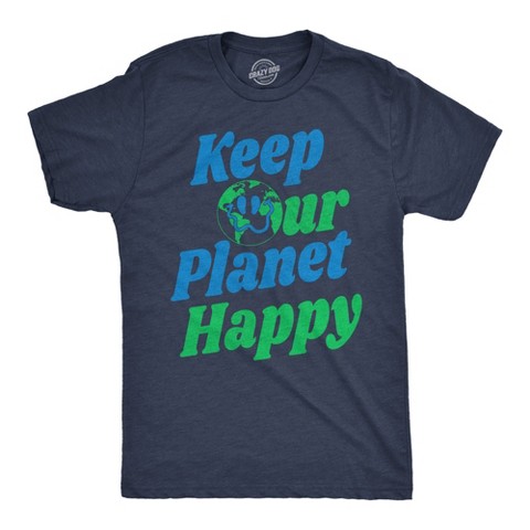 Мужские футболки Crazy Dog T-Shirts, Inc. Mens Funny T Shirts Keep Our Planet Happy Awesome Earth Day Tee for Men - Crazy Dog Men's T Shirt For Earth Day Navy XL