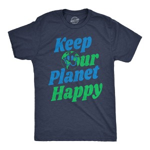 Mens Funny T Shirts Keep Our Planet Happy Awesome Earth Day Tee For Men - Crazy Dog Men's T Shirt - 1 of 4