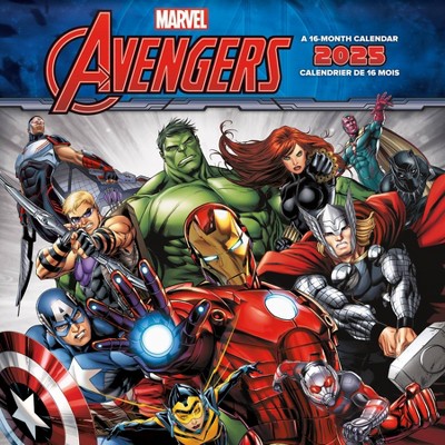Trends International 2025 Avengers Bilingual French Wall Calendar: Monthly 12x12" Paper, Multicolored, Saddle Stitch Binding