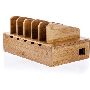 Prosumer's Choice Natural Bamboo Charging Station Rack for Smartphones and Tablets - 1 of 4