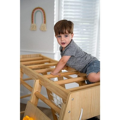 Medium Natural Wood Indoor Playset with Slide and Swing