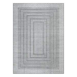 Washable Modern Geometric Bordered Living Room Rugs, Soft Thin Non Slip Large Throw Carpet for Dining Room Bedroom - 1 of 4
