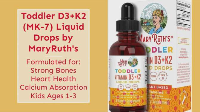MaryRuth's Toddler Vitamin D3+K2 Drops, Unflavored, Org, 1 oz, 2 of 6, play video