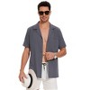 Men's Camp Collar Short Sleeve Shirt - Casual Button-Down with Chest Pocket & Back Pleat - 2 of 3