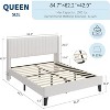 Bed Frame with Velvet Upholstered Headboard, Platform Bed Frame with Strong Wooden Slats Support, No Boxing Spring Needed, Noise Free, Beige - 2 of 4