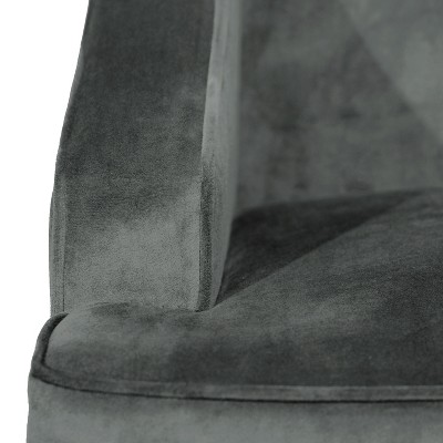 Gray Velvet Swoop Arm Accent Chair with Wood Legs