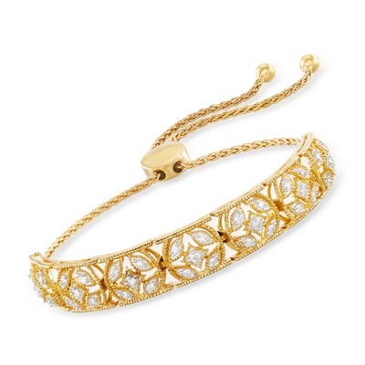 Ross-Simons 0.50 ct. t.w. Diamond Openwork Bolo Bracelet in 18kt Gold Over Sterling Size