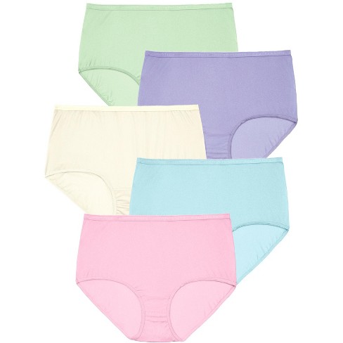 Comfort Choice Women's Plus Size Nylon Brief 5-pack - 8, Pastel Pack ...