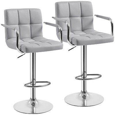 Yaheetech 2pcs Swivel Adjustable Bar Stools with Large Steel Pedestal Base for Bar Counter