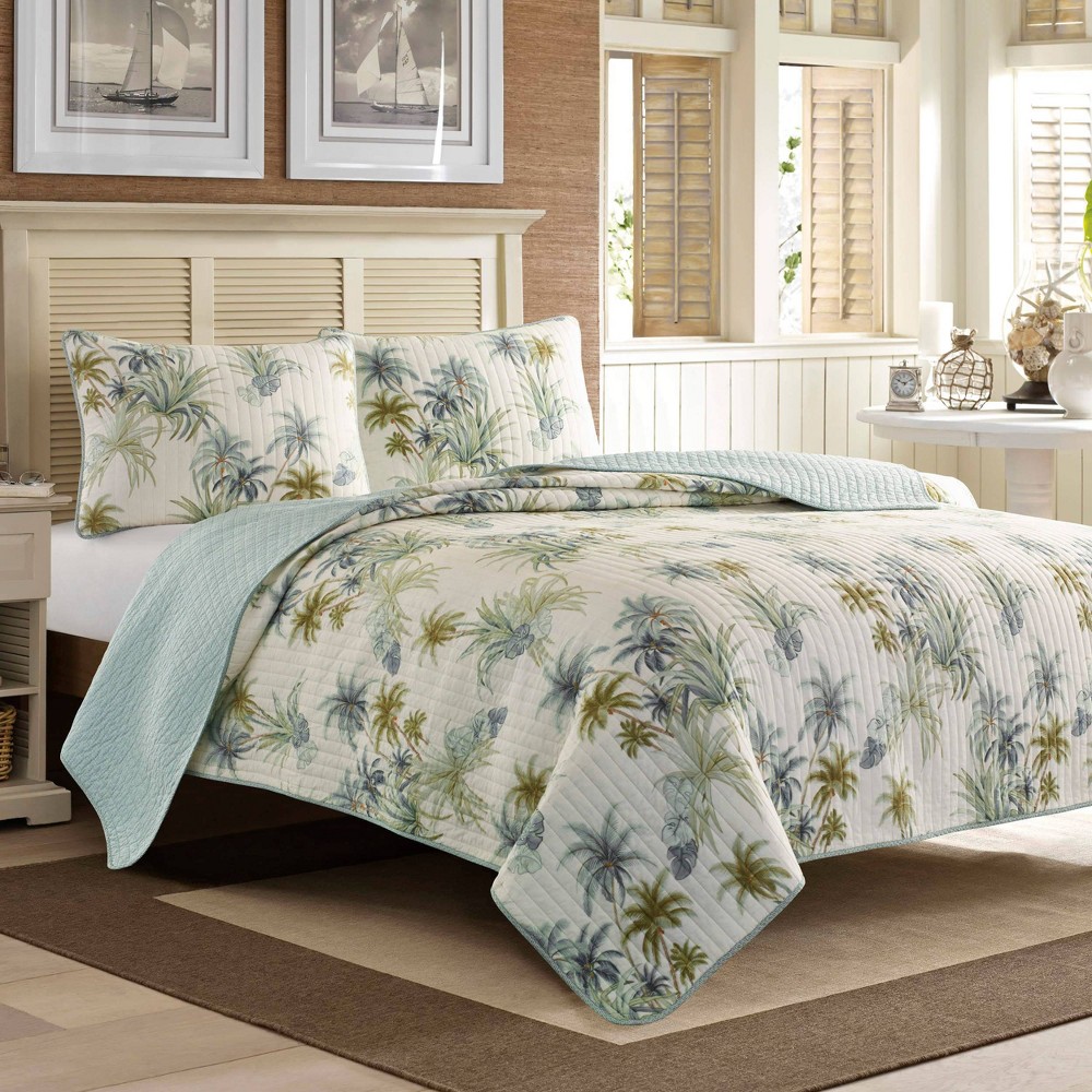 Photos - Bed Linen Tommy Bahama Standard Serenity Palms Sham Aqua - : Coastal Botanical Design, 100 Cotton, Machine Washable 