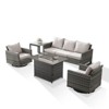 Buenhomino 5-Piece Patio Furniture Set with Fire Pit,Wicker Outdoor Swivel Rocker Chairs Patio Sofa for Backyard,Poolside,Deck,Gray Wicker - 2 of 4