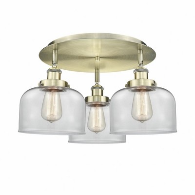 Bell - 3 Light Flush Mount In Art Deco Style-9.25 Inches Tall and 19.75 Inches Wide