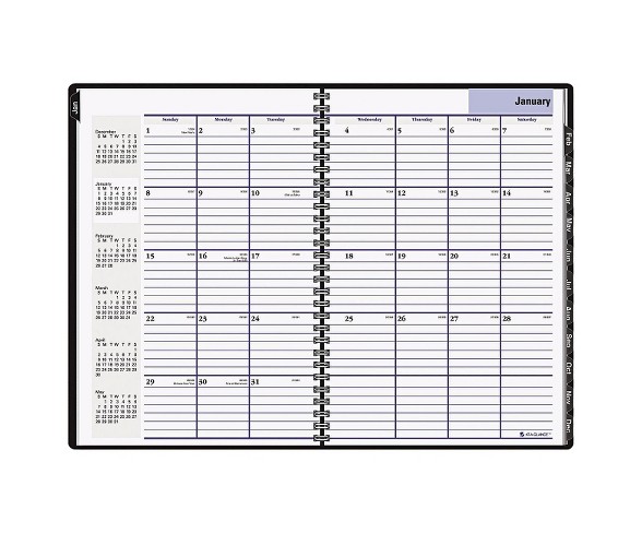 AT-A-GLANCE&#174; DayMinder&#174; Hard-Cover Monthly Planner 7 7/8 x 11 7/8 Black 2017-2019