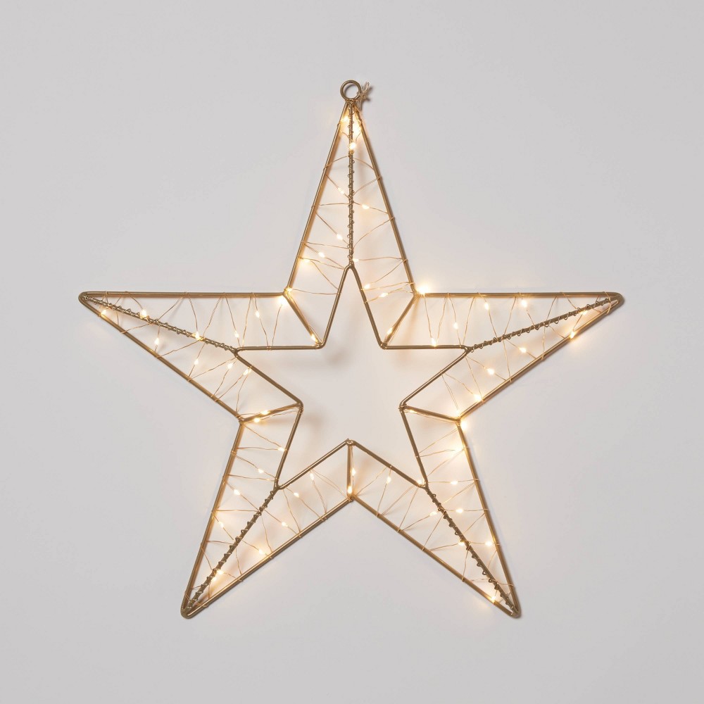 LED Dewdrop Wire Star Christmas Novelty Silhouette Light Warm White with Gold Wire - Wondershop™