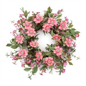 Mixed Pincushion Floral Wreath 22"D - 1 of 1