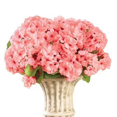 Collections Etc Artificial Geranium Floral Bush, Set of 3 - Maintenance Free Artificial Flowers for Indoor or Outdoor Display, Use 3
