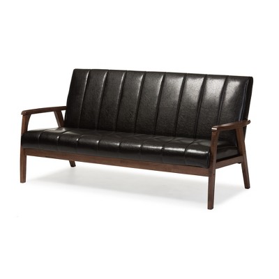 Nikko Mid century Modern Scandinavian Style Faux Leather Wooden 3