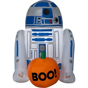 Gemmy Airblown Inflatable R2 D2 w/BOO Pumpkin Star Wars, 3 ft Tall, White - 1 of 3