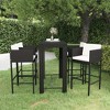 vidaXL Patio Bar Set 5 Piece with Cushions Poly Rattan - Black - 2 of 4