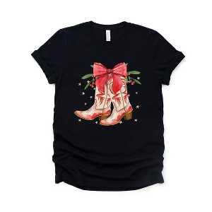 Simply Sage Market Women's Coquette Cowgirl Christmas Boots Short Sleeve Graphic Tee - 1 of 4