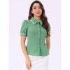 Allegra K Women's Polka Dots Peter Pan Collar Tie Neck Short Sleeve Shirt - 4 of 4