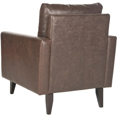 Antique Brown Faux Leather Lawson Accent Chair with Birch Wood Legs