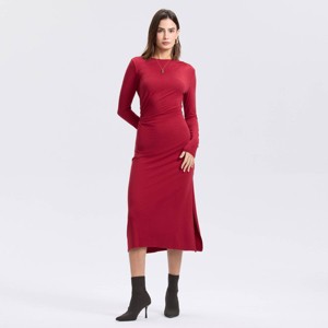 Women's Long Sleeve Twisted Midi Bodycon Dress - A New Day™ - 1 of 4