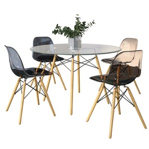 LeisureMod 5-Piece Dining Set, 4 Chairs, 1 Round Dining Table Dover Collection - 1 of 4