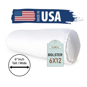 Pillowflex 6" Inch Diameter Bolster Pillow Insert - Round Plush Polyester Fiber Pillow - 1 of 4