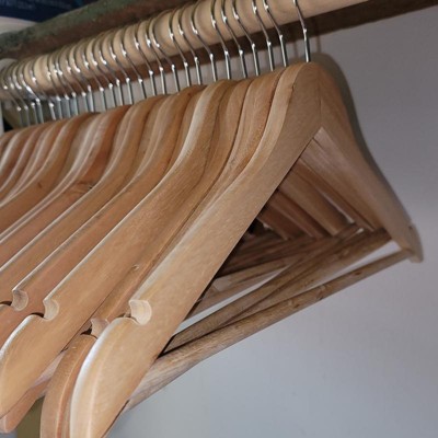 Wooden Hangers - Natural Wood Durable Heavy Duty Coat Hangers - Premium  Solid Clothes Hangers With Chrome Swivel Hook- Homeitusa : Target