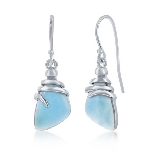 Caribbean Treasures Sterling Silver Irregular Shaped Larimar Twist Design Earrings - Blue - 1 of 2