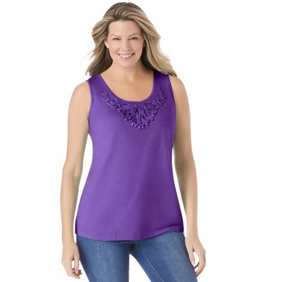 Woman Within Women's Plus Size Beaded Tank Top