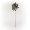 Floral Kinetic Wind Spinner Stake Bronze - Alpine Corporation: Abstract Flower Design, Iron Construction, 81" Tall - 4 of 4