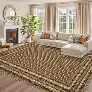 Nasitip Traditional Farmhouse Border Braided Pattern Area Rug Non-Slip Washable for Living Room，Bedroom，Entryway - 1 of 4