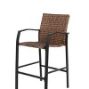 Modern Outdoor Dining Set, 3 Pcs Bar Stools Set, Rattan Bar Chairs and Glass Table Top, Wicker Bar Stools for Backyard-Coolbibila - 3 of 4