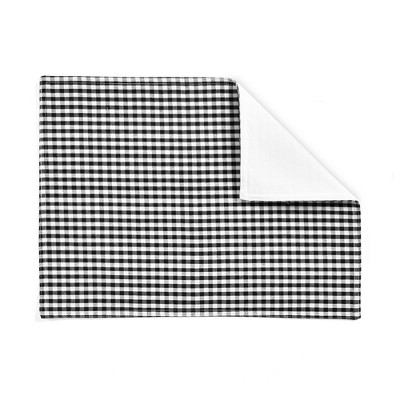 Black and Off-White Gingham Check Cotton Blend Placemats Set of 4