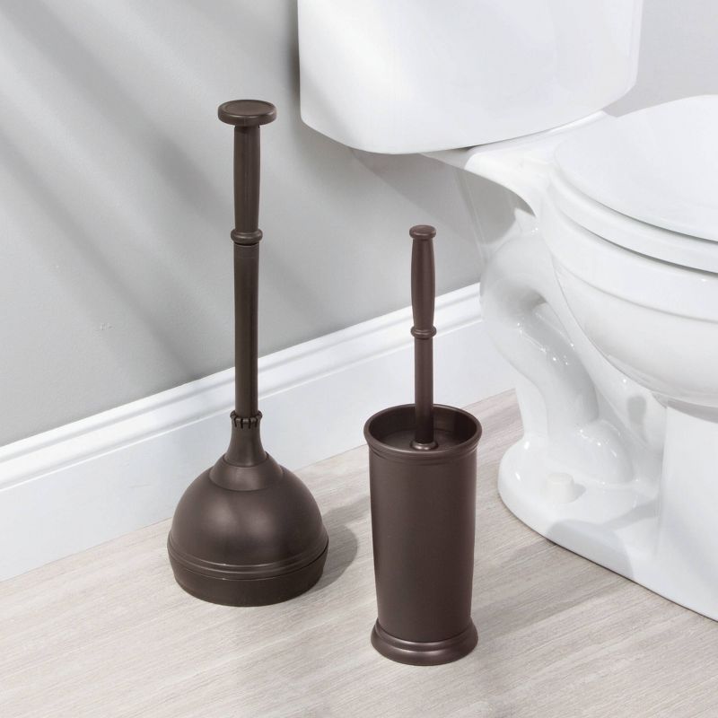 iDESIGN Slim Plastic Toilet Bowl Brush and Plunger Combo Set, 4 of 7